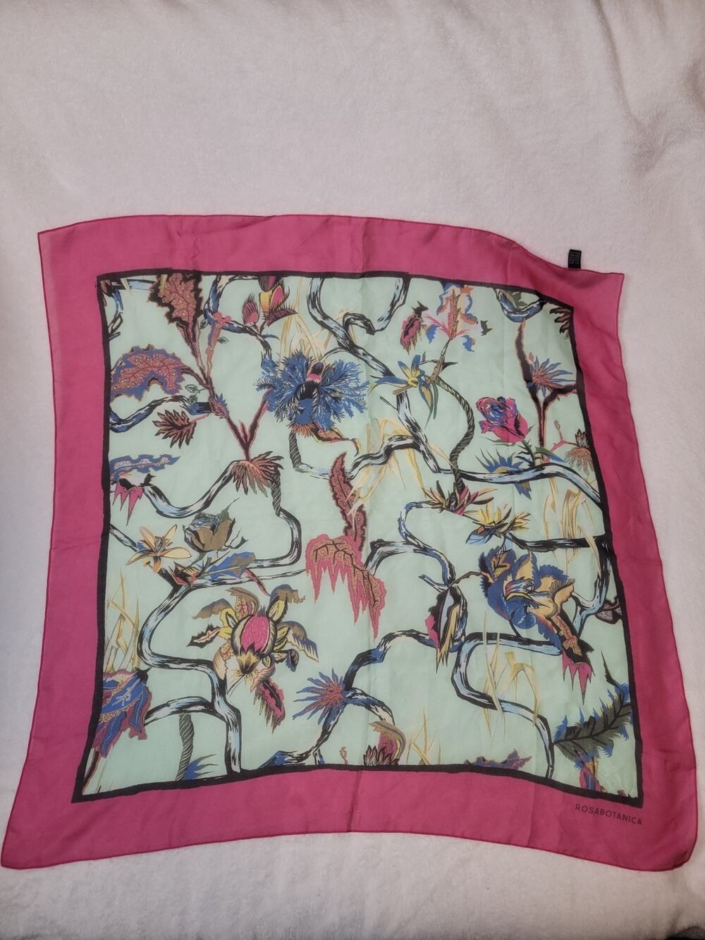 Rosabotanica Balenciaga Flower Floral Limited Edition 100% Silk Scarf Made Italy
